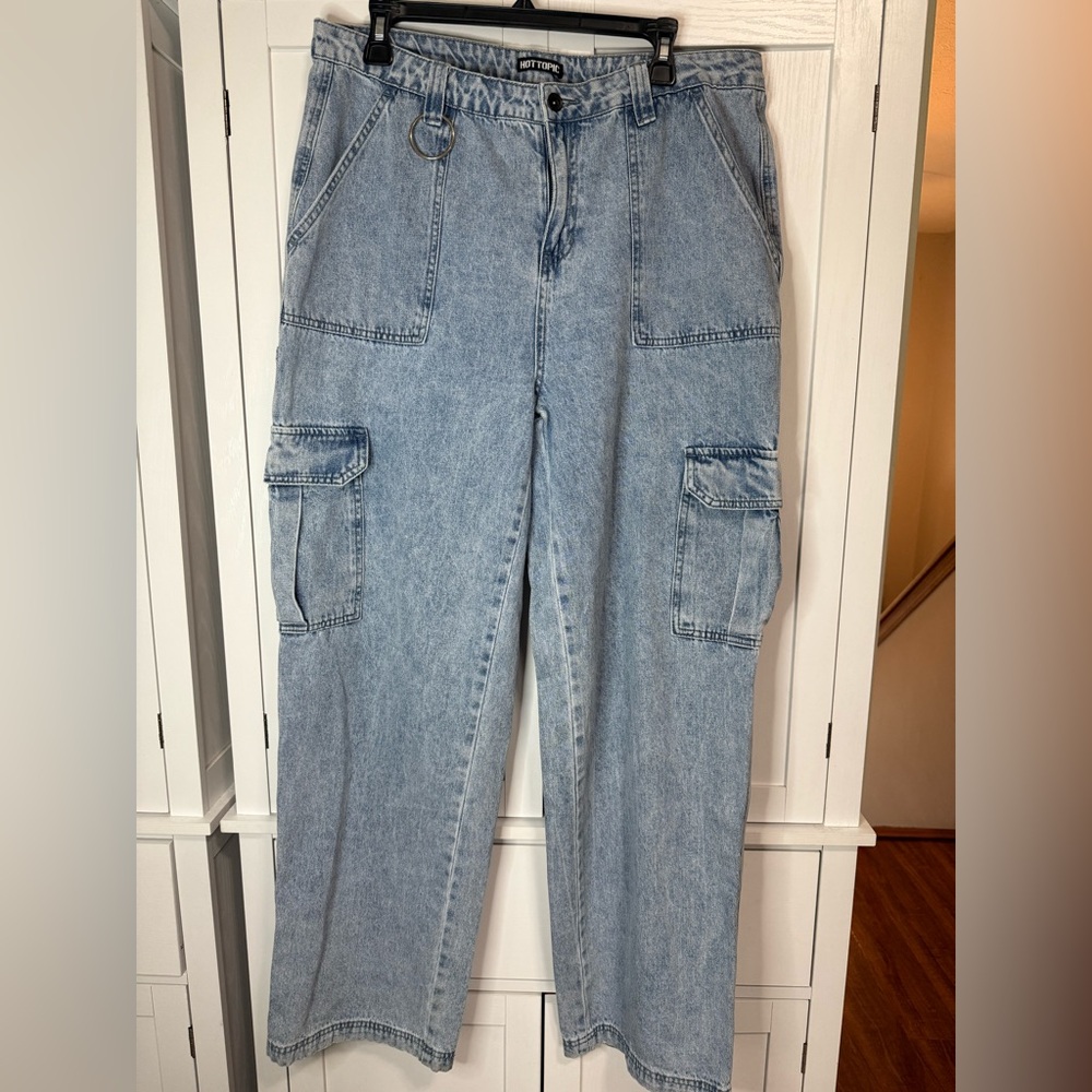 Hot Topic Grommet Cargo Jeans Women’s Sz 13 Straight Leg Y2K Streetwear Grunge - Picture 3 of 9